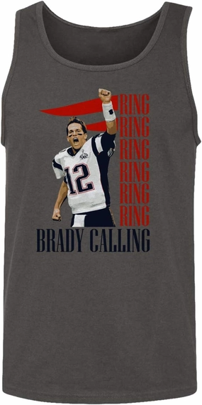 New England Fans Brady SB 6 Rings Goat Men's Tank Top (Gray, Small)
