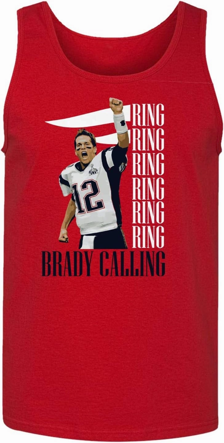 New England Fans Brady SB 6 Rings Goat Men's Tank Top (Red, XX-Large)