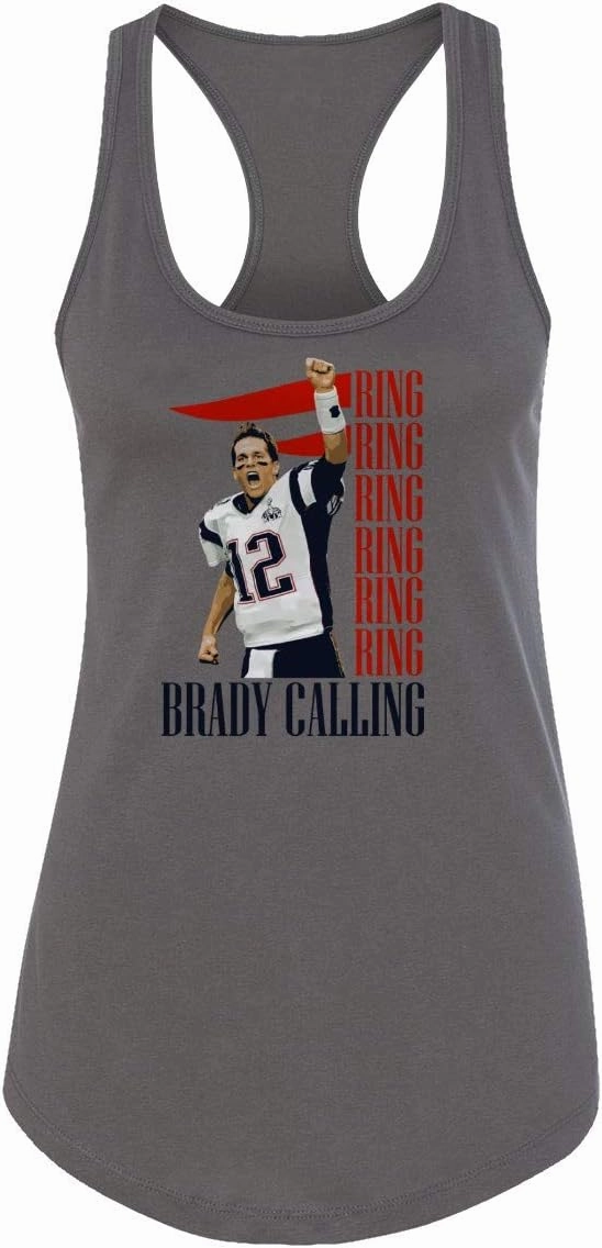 New England Fans Brady SB 6 Rings Goat Women's Racerback Tank Top (Gray, X-Large)