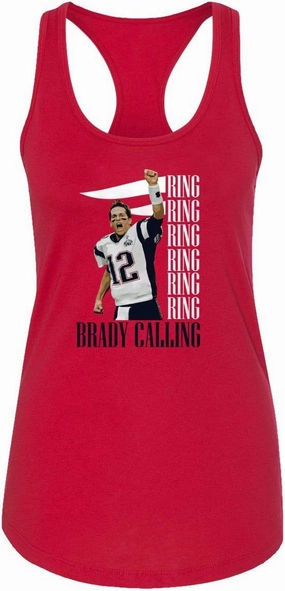 New England Fans Brady SB 6 Rings Goat Women's Racerback Tank Top (Red, Large)