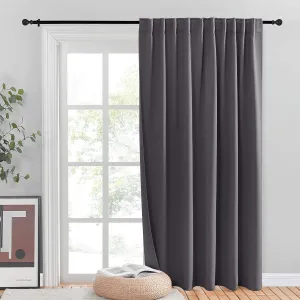 NICETOWN Sliding Door Curtains, Wide Thermal Room Darkning Patio Door Curtain, Vertical Blind, Sliding Glass Door Drapes with Back Tab & Rod Pocket for Garege Basement (Gray, W80 x L84, 1 Piece)