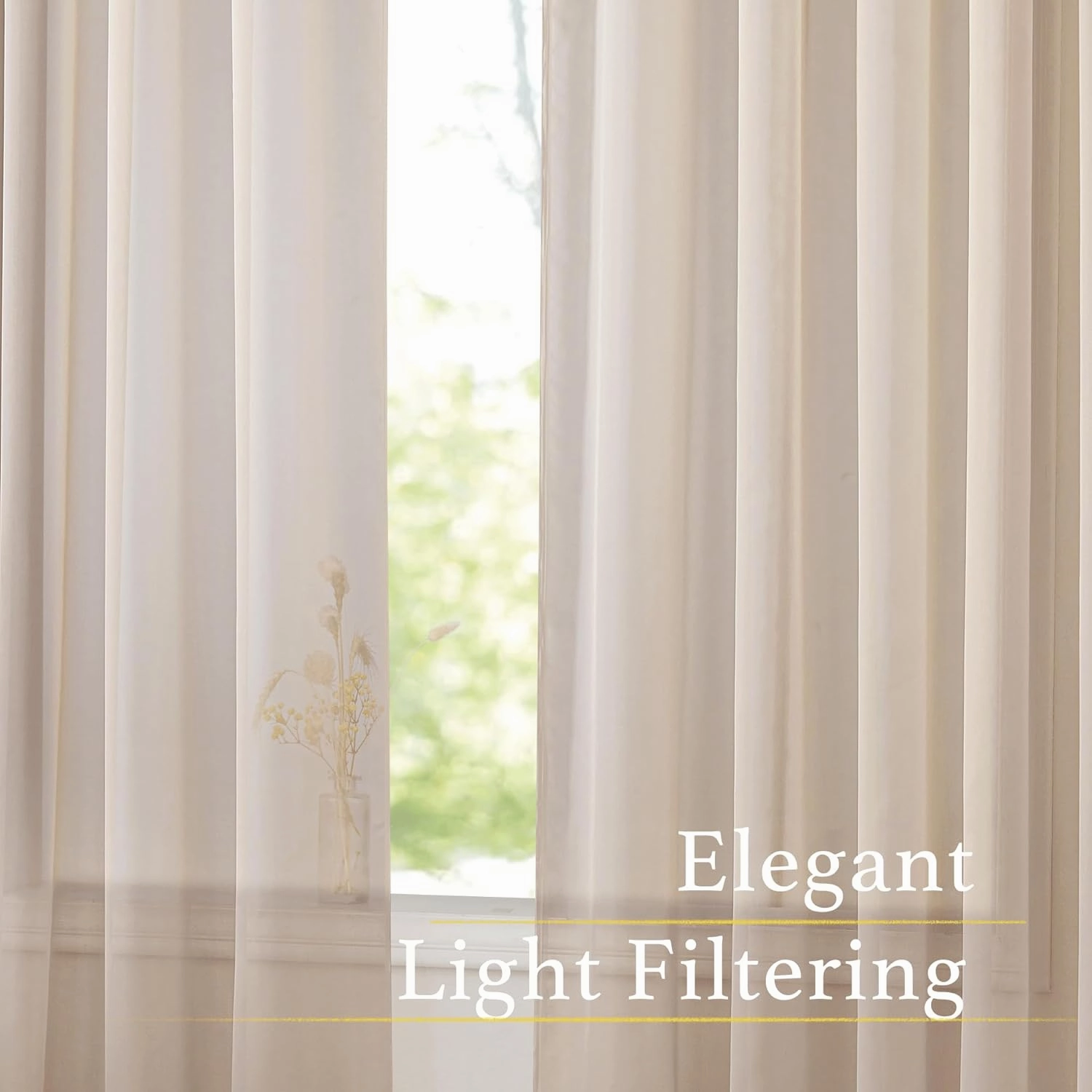 NICETOWN Long Sheer Curtains for Living Room, Rod Pocket Soft Voile Sheer Window Treatments Elegant & Airy with Light Filtering for Kids Room, Taupe, W60 x L95, 4 Panels