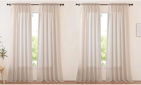NICETOWN Long Sheer Curtains for Living Room, Rod Pocket Soft Voile Sheer Window Treatments Elegant & Airy with Light Filtering for Kids Room, Taupe, W60 x L95, 4 Panels