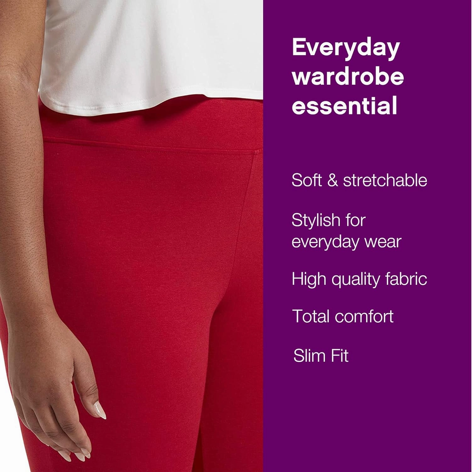 No nonsense Women's Blackout Cotton Capri Leggings Super Soft Stretch Pull On Pants, Available in Plus Size