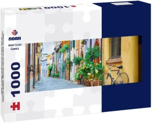 Noah Jigsaw Puzzle Narrow Street of The Fishing Village of San Giuliano with Colorful Houses and a Bicycle in The Early Morning in Rimini, Italy 1000 Pieces