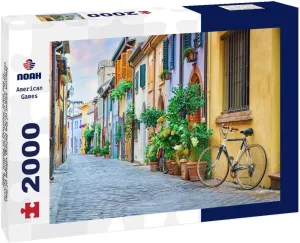 Noah Jigsaw Puzzle Narrow Street of The Fishing Village of San Giuliano with Colorful Houses and a Bicycle in The Early Morning in Rimini, Italy 2000 Pieces
