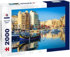 Noah Jigsaw Puzzle St.Julian's, Malta - Colorful Luzzu Fishing Boats at Spinola Bay at Sunrise 2000 Pieces