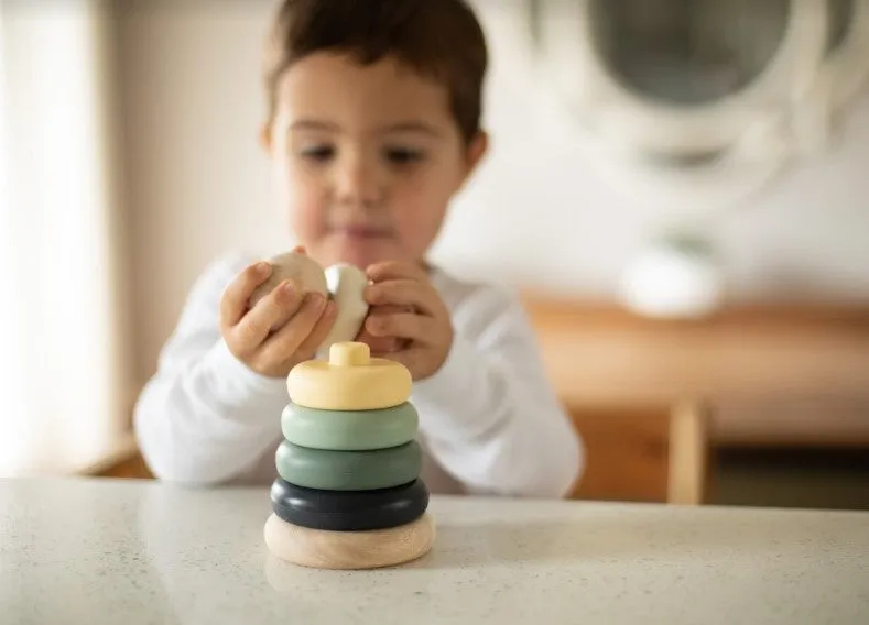 noüka Wood and Silicone Stacker-Storm Tower (Min. Of 2 PK, Multiples of 2 PK)
