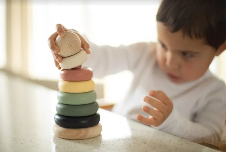 noüka Wood and Silicone Stacker-Storm Tower (Min. Of 2 PK, Multiples of 2 PK)