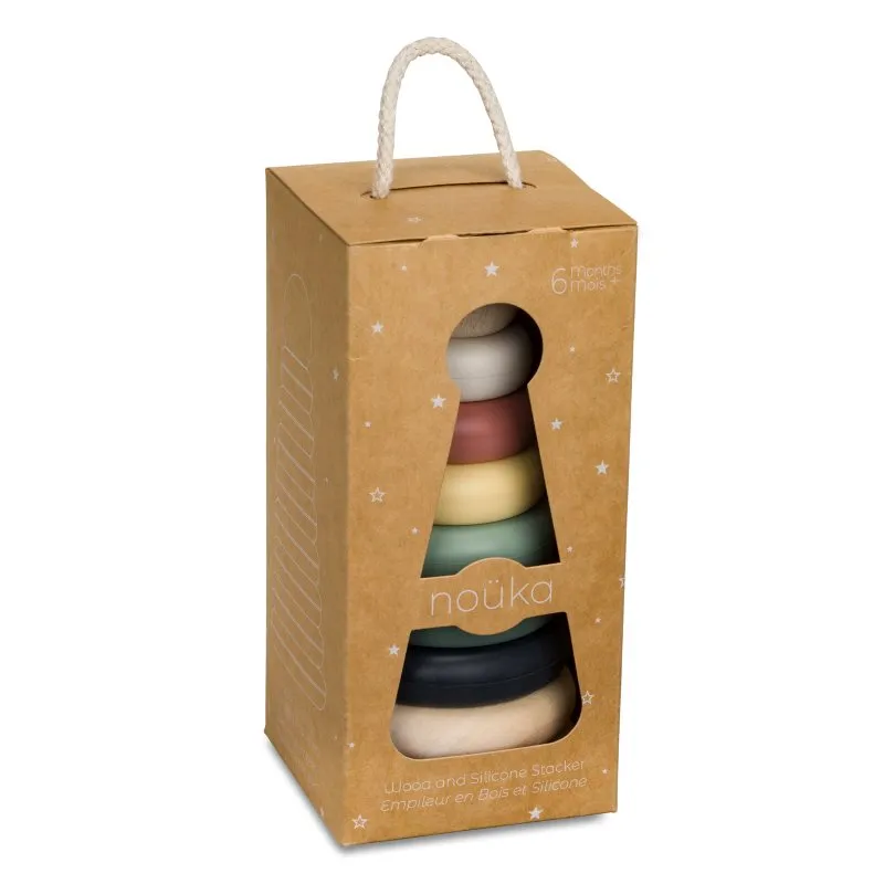 noüka Wood and Silicone Stacker-Storm Tower (Min. Of 2 PK, Multiples of 2 PK)