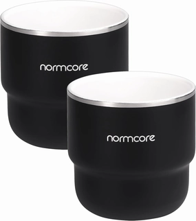 Normcore Espresso Coffee Cups, 7 oz Espresso Coffee Cup with Ceramic Coating, Double Wall Stainless Steel Coffee Mugs, 2 Pack, 210 ml, Black