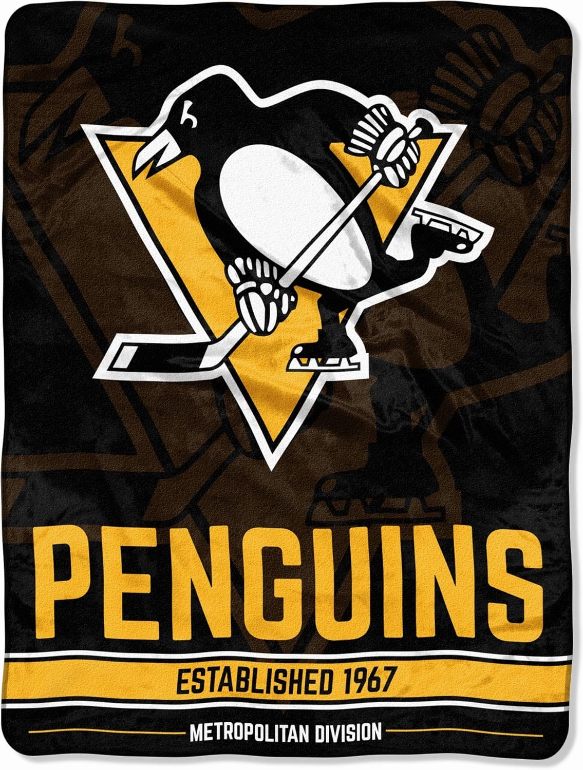 Northwest NHL Pittsburgh Penguins Unisex-Adult Micro Raschel Throw Blanket, 46" x 60", Break Away