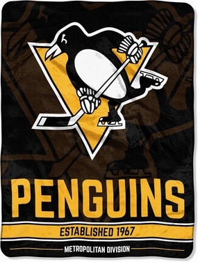 Northwest NHL Pittsburgh Penguins Unisex-Adult Micro Raschel Throw Blanket, 46" x 60", Break Away