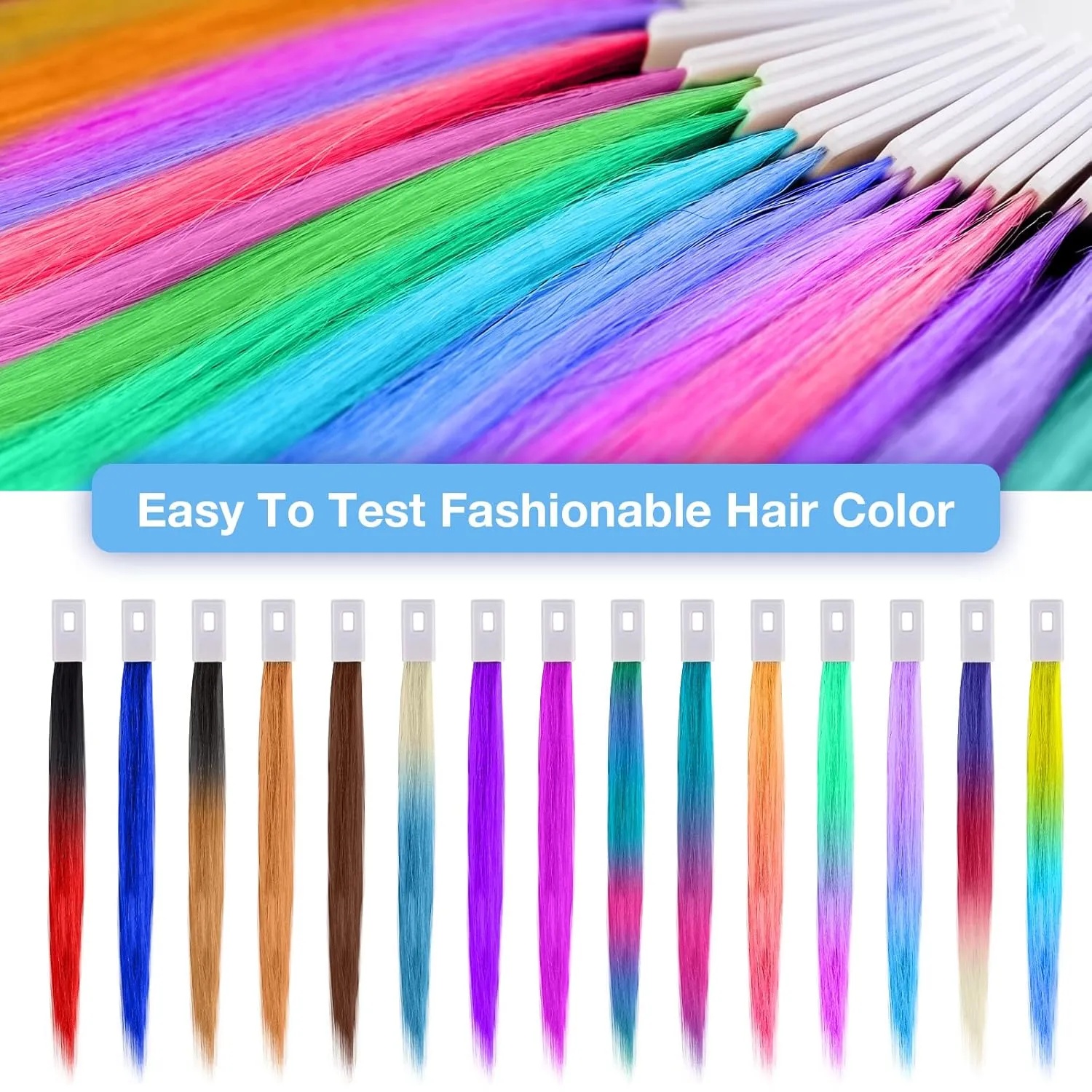 Noverlife 30PCS Pure Human Hair Color Swatches, Natural Hair Testing Rings for Salon Hairdressing Practice