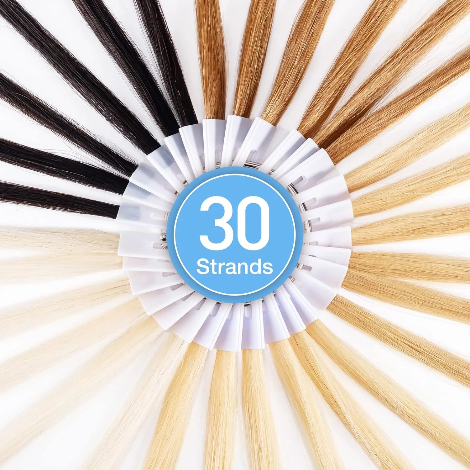Noverlife 30PCS Pure Human Hair Color Swatches, Natural Hair Testing Rings for Salon Hairdressing Practice