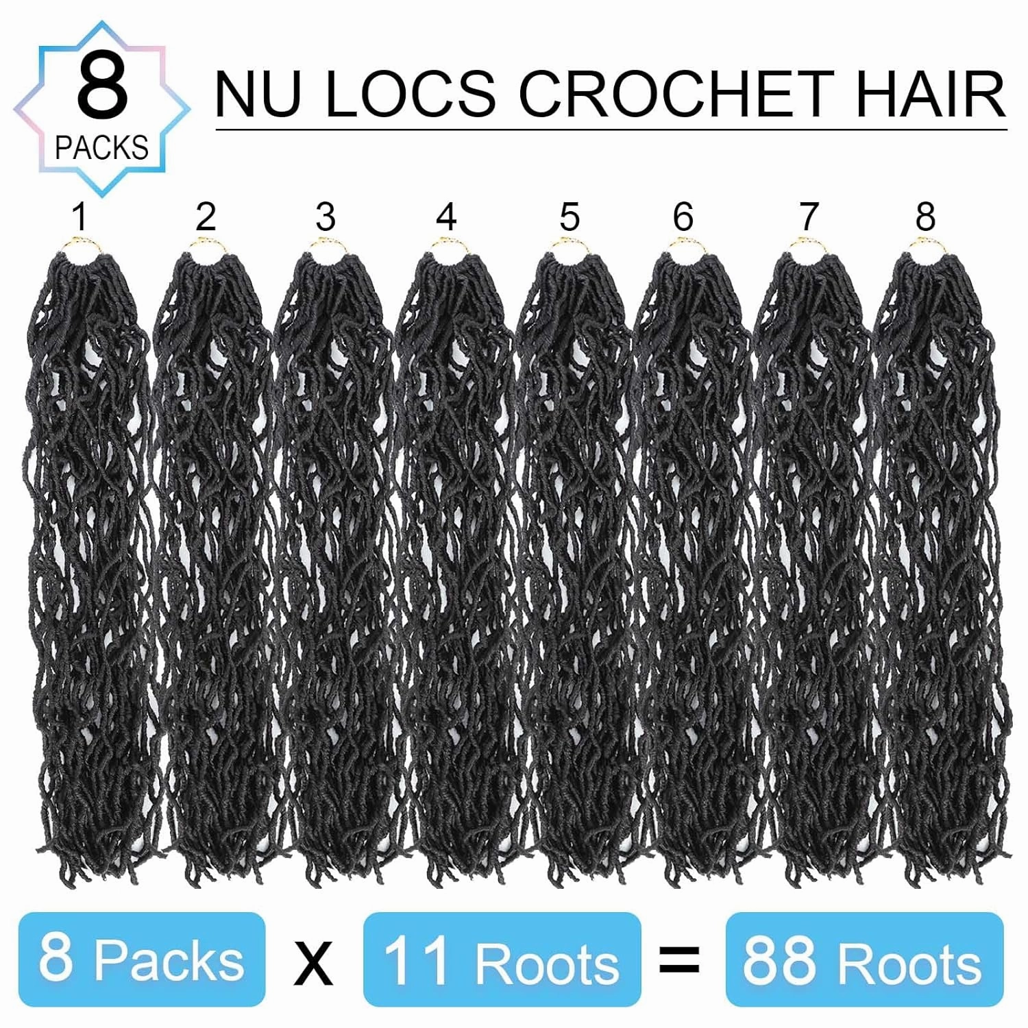Nu Soft Locs Crochet Hair,24 Inch 8 Packs Pre Looped Faux Locs Crochet Braids, Goddess Locs Hair For Black Women（24Inch 8pcs,2#）