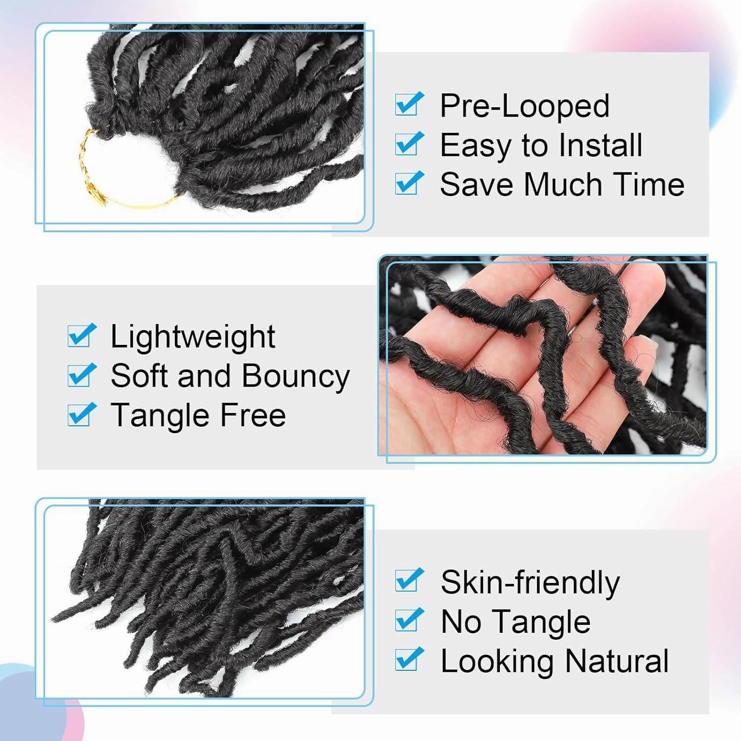Nu Soft Locs Crochet Hair,24 Inch 8 Packs Pre Looped Faux Locs Crochet Braids, Goddess Locs Hair For Black Women（24Inch 8pcs,2#）