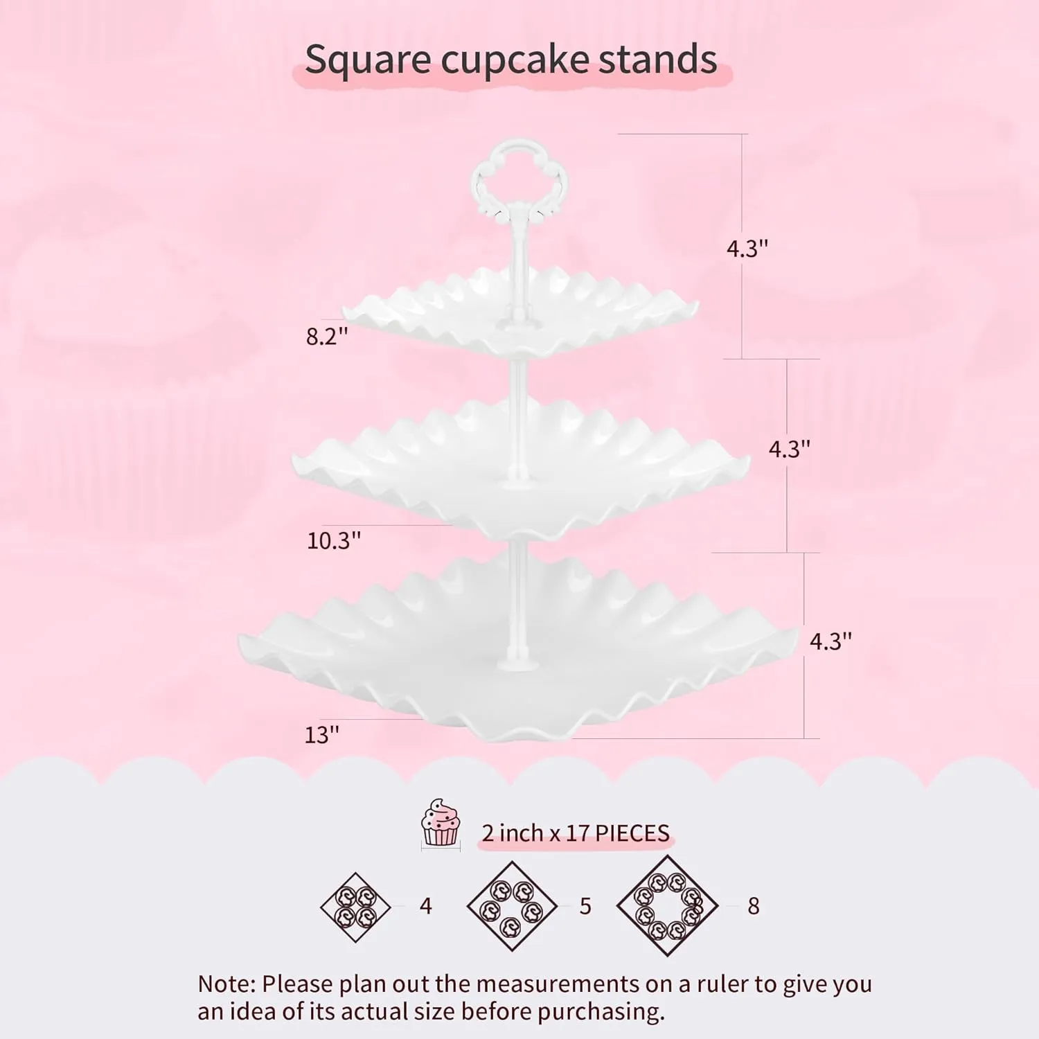 NWK 5 Piece Cake Stand Set with 2 x Large 3-Tier Cupcake Stands, 3 x Appetizer Trays, for Wedding Birthday Baby Shower Tea Party Decorations (White)
