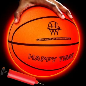 NZQXJXZ Light Up Basketball, Glow in The Dark Basketball LED Lighted Basketballs with Pump, Size 7 Glowing Basket Ball for Night Ball Games, Indoor and Outdoor Games Gift