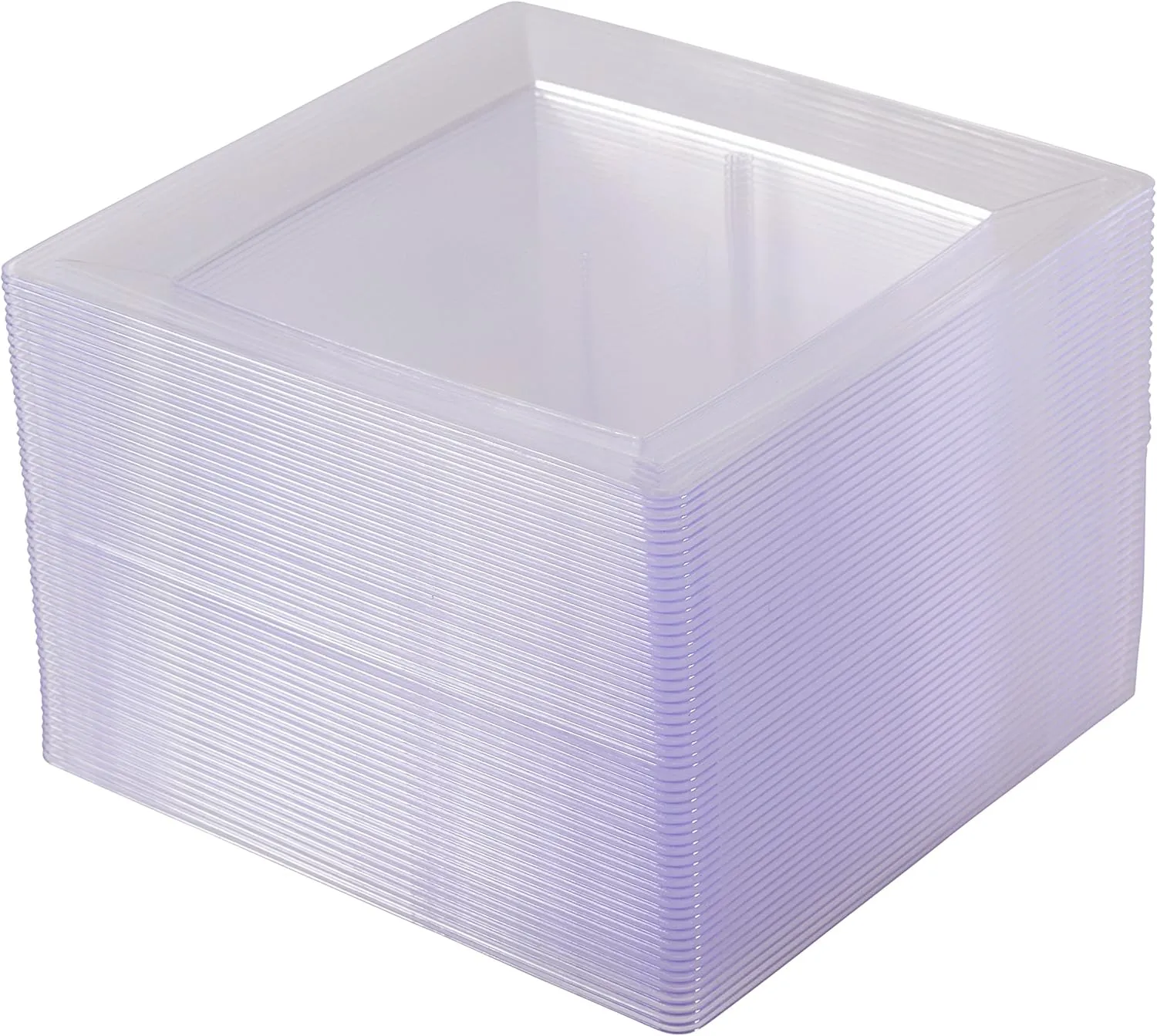 Oasis Creations Clear Square Plates Set 6.5" - 50 count - Premium Hard Clear Disposable Plastic - Disposable and Reusable - Salad Plate - Appetizer Plate - Dessert Plate - Party Plate Set