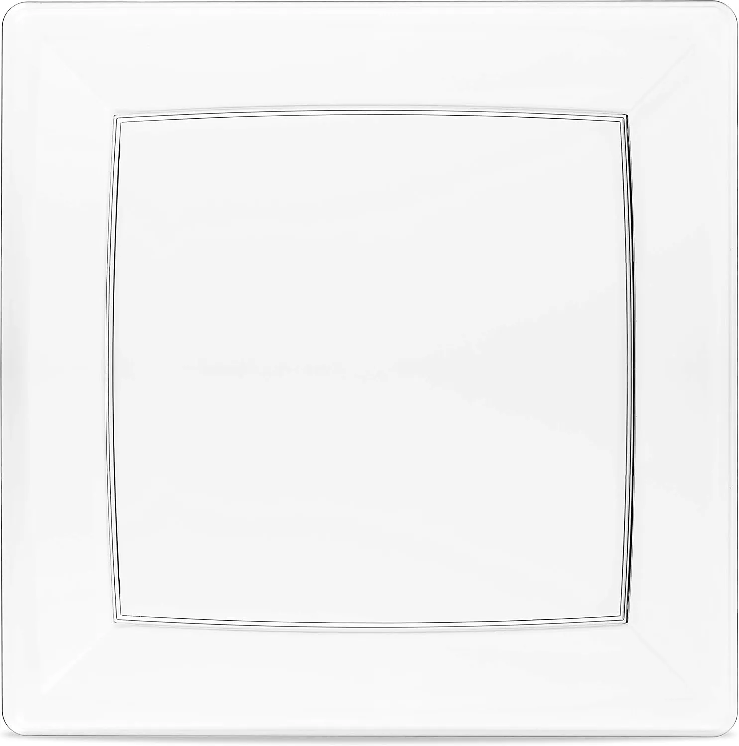 Oasis Creations Clear Square Plates Set 6.5" - 50 count - Premium Hard Clear Disposable Plastic - Disposable and Reusable - Salad Plate - Appetizer Plate - Dessert Plate - Party Plate Set