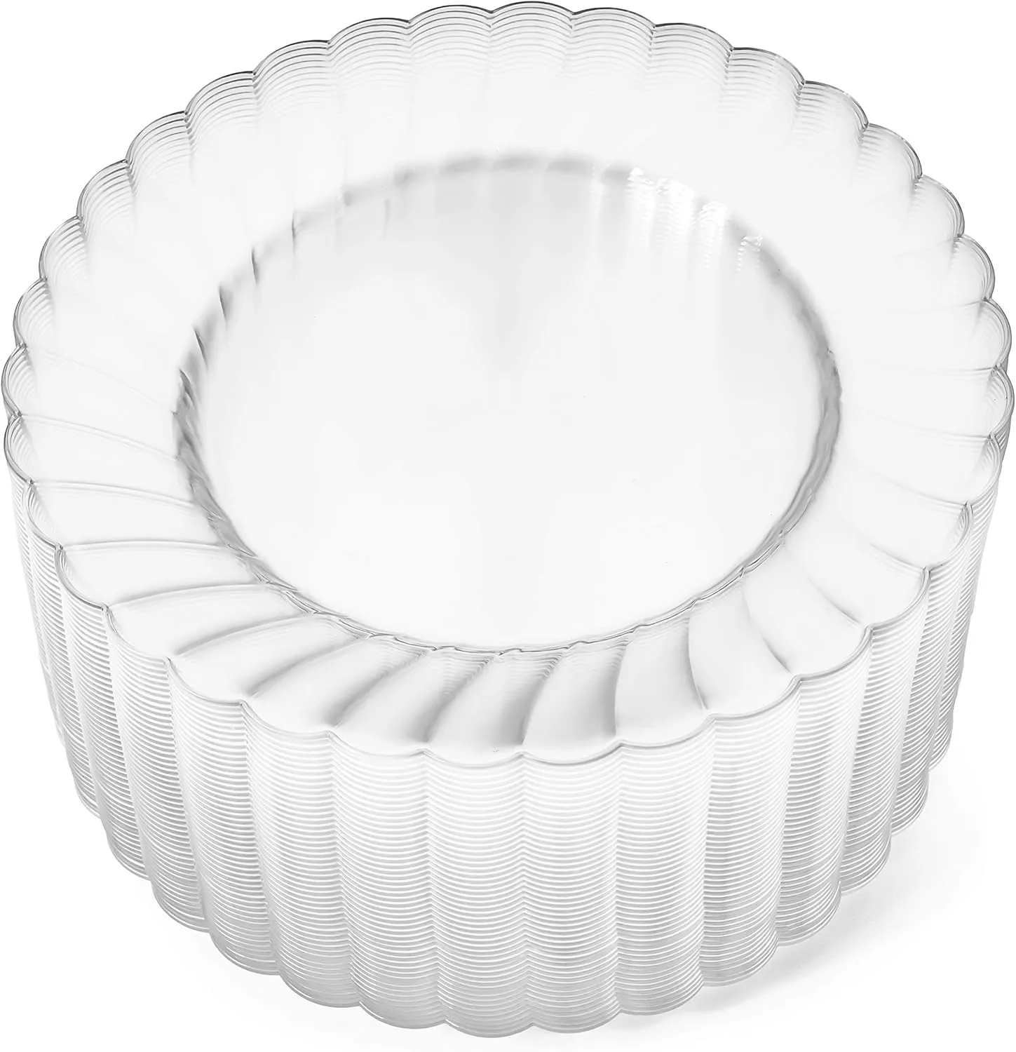 Oasis Creations Premium Hard Plastic Plate Set 100 x 6” Clear Round Plates - Washable & Reusable - Party Supplies For Birthdays, Celebrations, Buffets, Fiestas, Catering & More