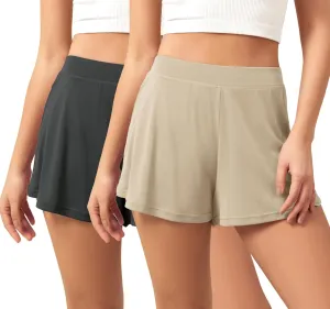 ODODOS 2-Pack Ultra-Soft Modal Lounge Shorts for Women – Lightweight & Breathable Sleepwear, 3" Inseam