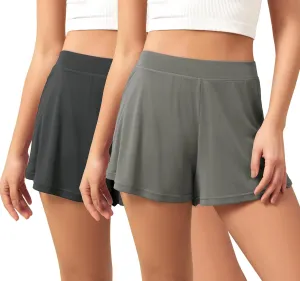 ODODOS 2-Pack Ultra-Soft Modal Lounge Shorts for Women – Lightweight & Breathable Sleepwear, 3" Inseam