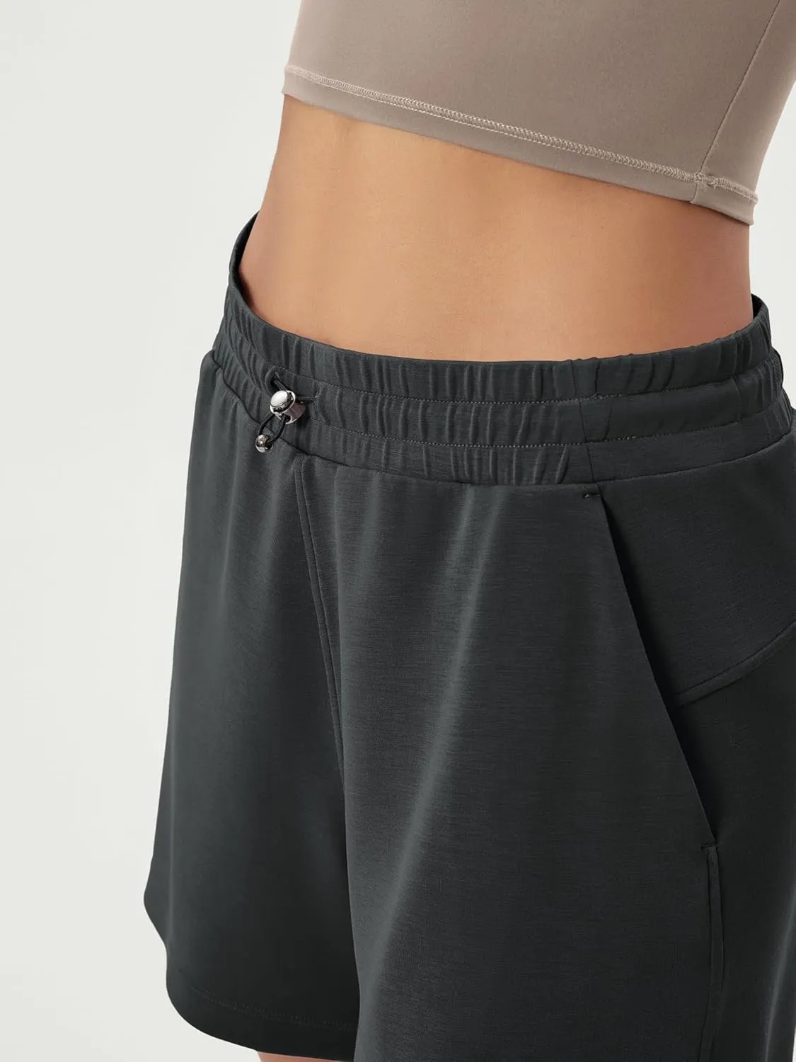 ODODOS Modal Soft Relaxed Shorts for Women Adjustable Shockcord High Waist Casual Shorts with Pockets