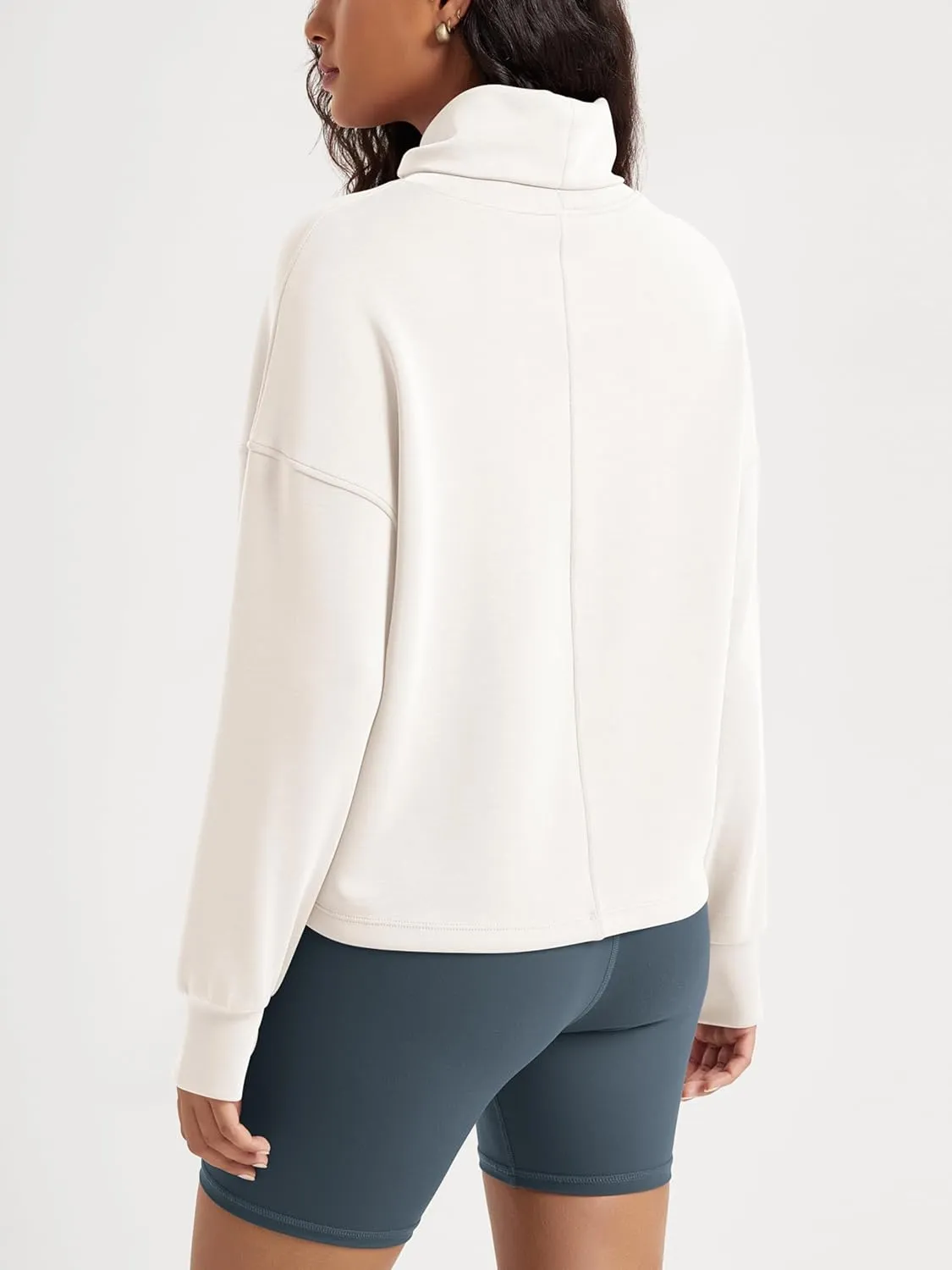 ODODOS Women's Modal Soft Roll Neck Sweatshirts with Thumb Hole Long Sleeve Oversized Casual Pullover Top
