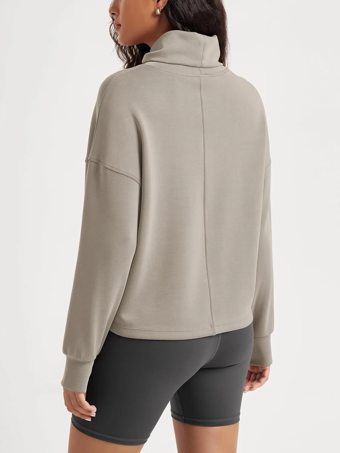 ODODOS Women's Modal Soft Roll Neck Sweatshirts with Thumb Hole Long Sleeve Oversized Casual Pullover Top