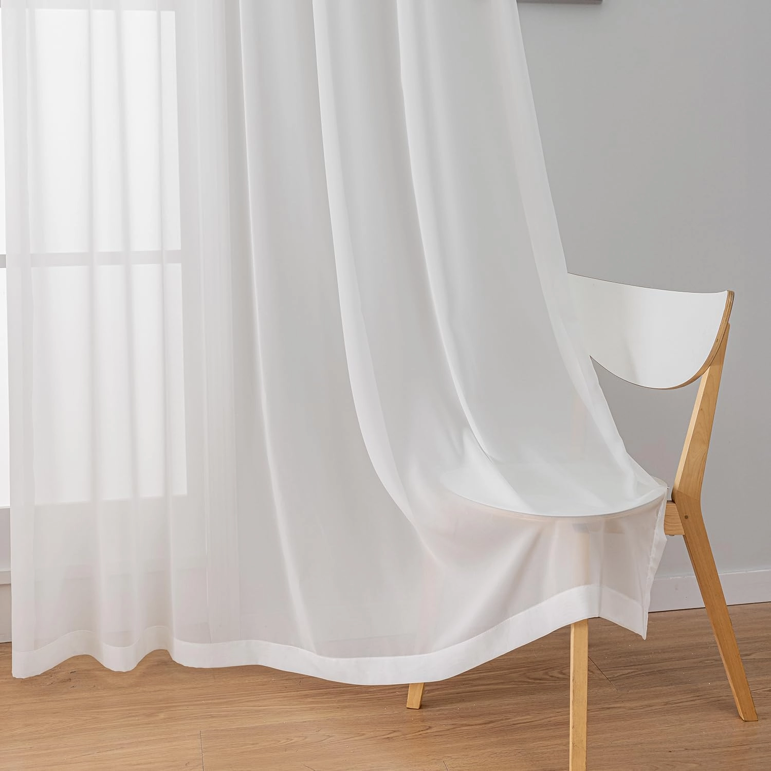 Off White Sheer Curtains Pinch Pleated Curtains 96 Inches Long Lightweight Light Filtering Curtain Semi Sheer Pinch Pleat Farmhouse Curtain for Living Room, 52" W x 96" L,1 Panel
