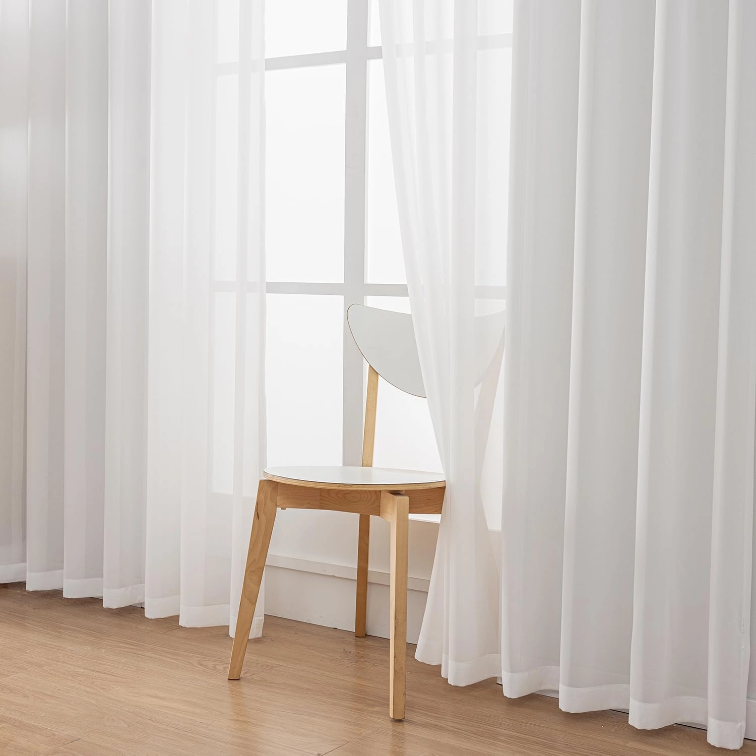 Off White Sheer Curtains Pinch Pleated Curtains 96 Inches Long Lightweight Light Filtering Curtain Semi Sheer Pinch Pleat Farmhouse Curtain for Living Room, 52" W x 96" L,1 Panel