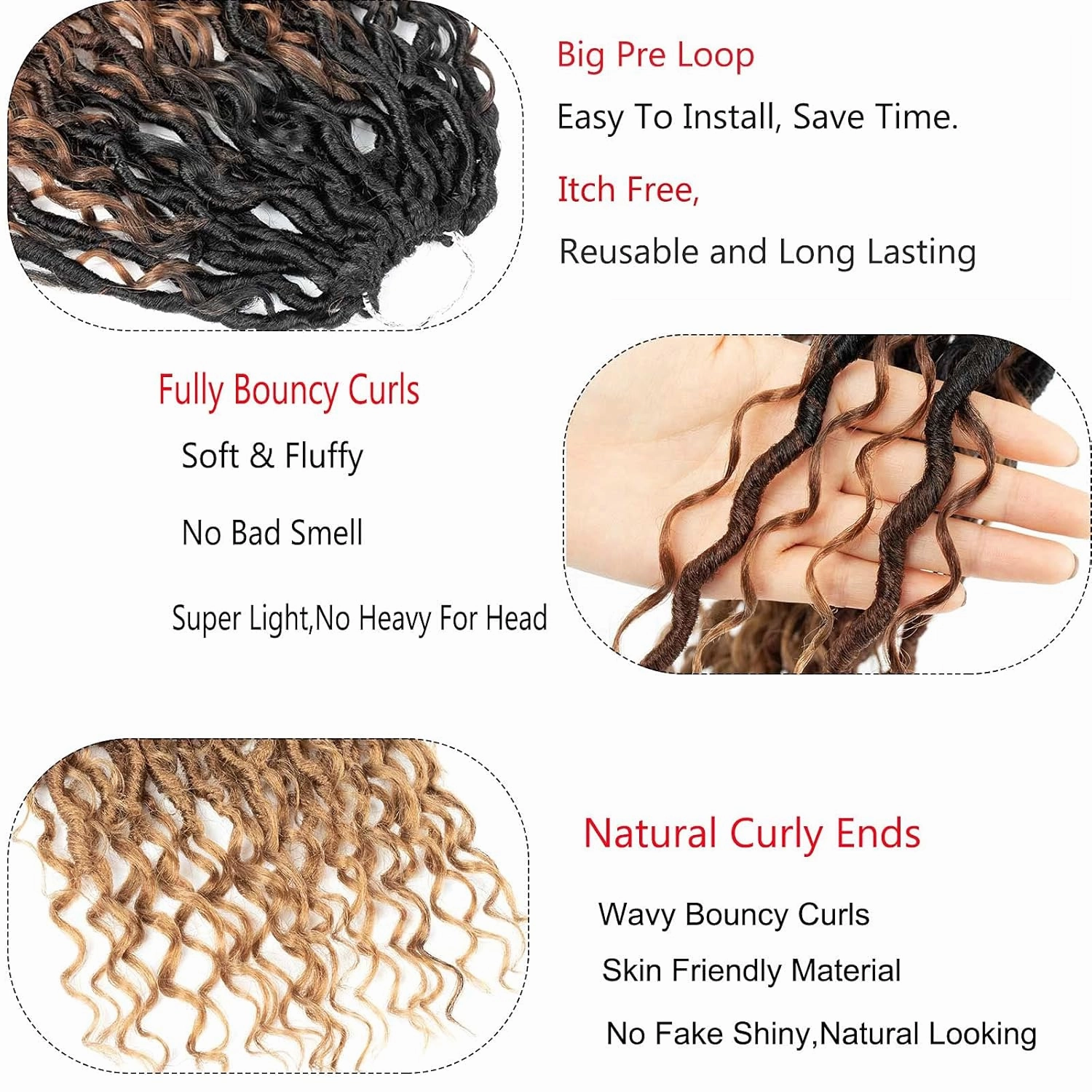 Ombre Goddess Locs Crochet Hair,14 Inch Three Tone Goddess Faux Locs Crochet Hair For Women,5 Packs Short Boho Hippie River Locs,Pre Looped Locks Crochet Braids For Women(5 Packs,14inch,T1B/30/27#)