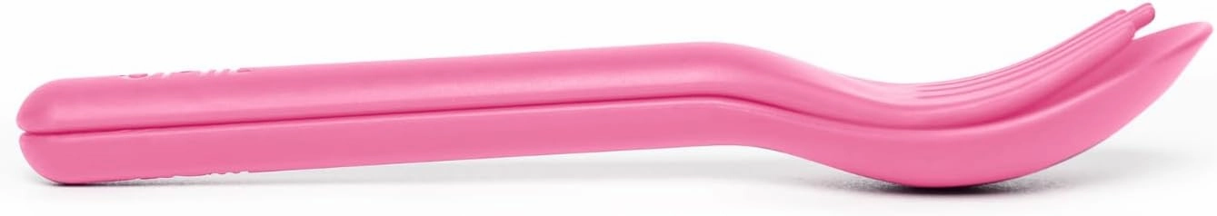 Omie OmieBox Kids Utensils Set with Case - 2 Piece Plastic, Reusable Fork and Spoon Silverware with Pod for Kids (Bubble Pink)