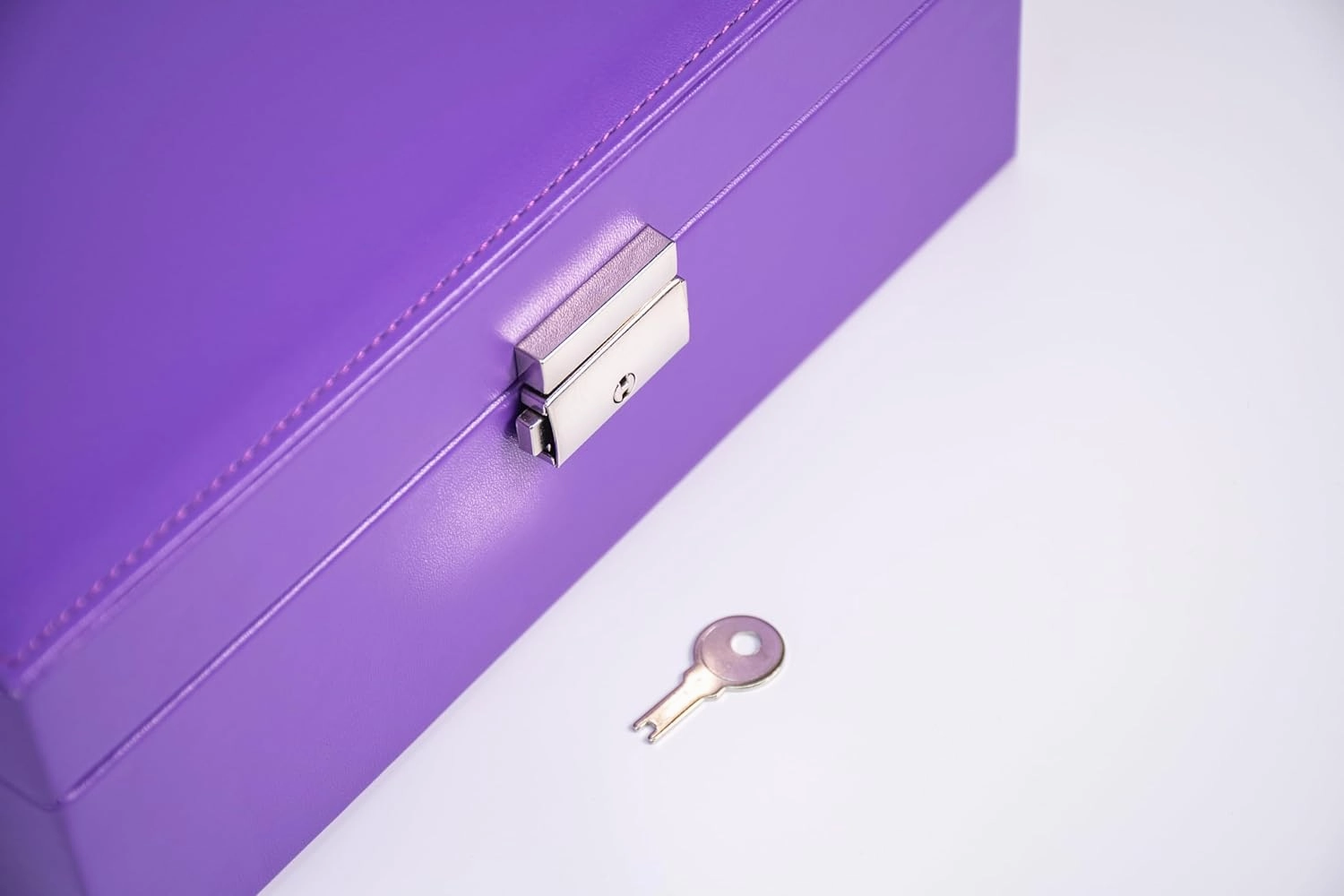 One Modern May Jewelry Box with Lock and Key for Teen Girls College Students and Women with Lift Out Tray and Silver Lock - 9 x 7.5 x 3.4 inches