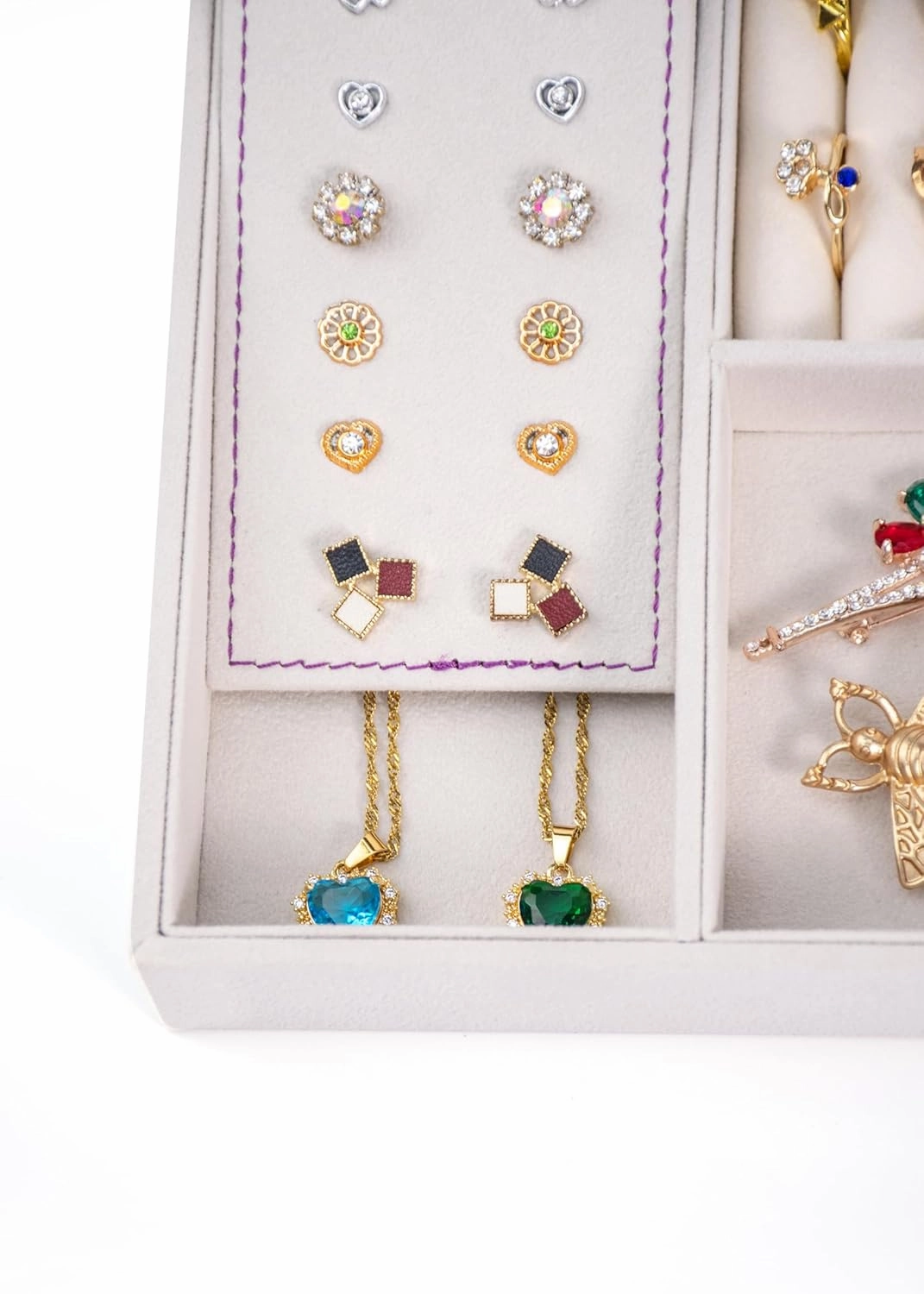 One Modern May Jewelry Box with Lock and Key for Teen Girls College Students and Women with Lift Out Tray and Silver Lock - 9 x 7.5 x 3.4 inches