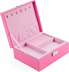 One Modern May Jewelry Box with Lock and Key for Teen Girls College Students and Women with Lift Out Tray and Silver Lock - 9 x 7.5 x 3.4 inches