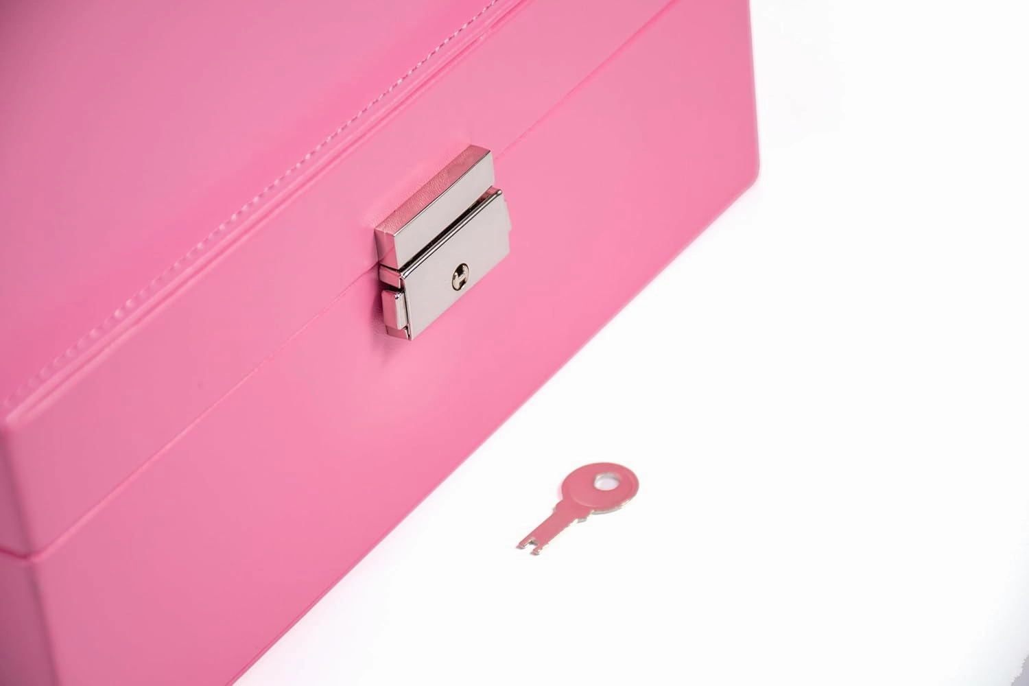 One Modern May Jewelry Box with Lock and Key for Teen Girls College Students and Women with Lift Out Tray and Silver Lock - 9 x 7.5 x 3.4 inches