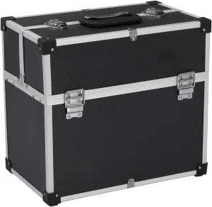 Organize Tools with Lockable Aluminum Tool Case, 6 Extendable Trays and Convenient Handle, 15" x 8.9" x 13.4", Black