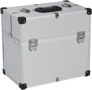 Organizes Tools with Lockable Aluminum Tool Case, 6 Extendable Trays, Convenient Handle for Easy Portability, Silver