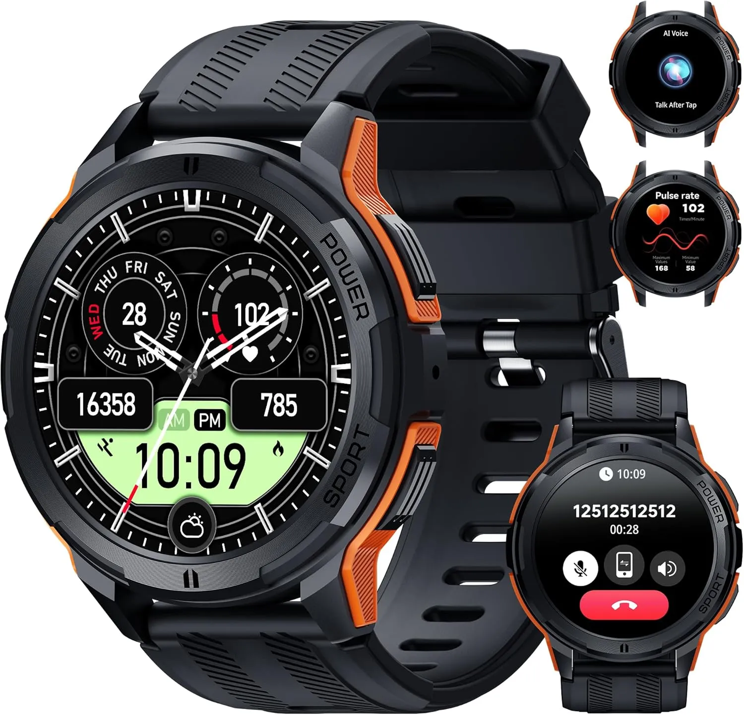 OUKITEL BT10 Military Smart Watch for Men (Answer/Make Call), 5ATM Waterproof Fitness Tracker Smartwatch, 1.43" AMOLED HD Display, 123  Sport Modes, 24H Health Monitor for iOS/Android