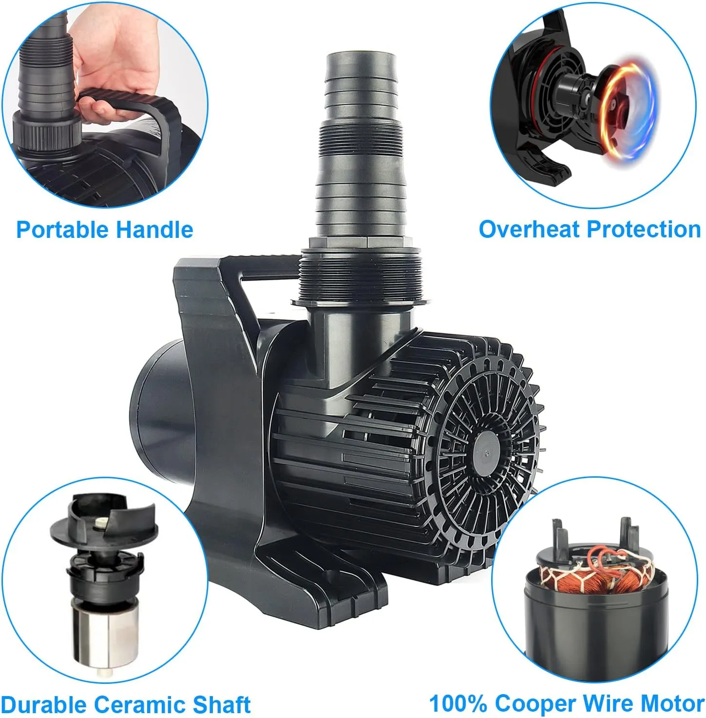 Outdoor Extra Large 11800gph-850W 32.8FT Pond Water-fall & Kio Fish Fountain-s& Garden Pump Submersible IPX8: Long 32.8FT Cord Smart-er&Quieter Duck&Yard&Patio Ponds Pumps,1 Barrier Pump Bag