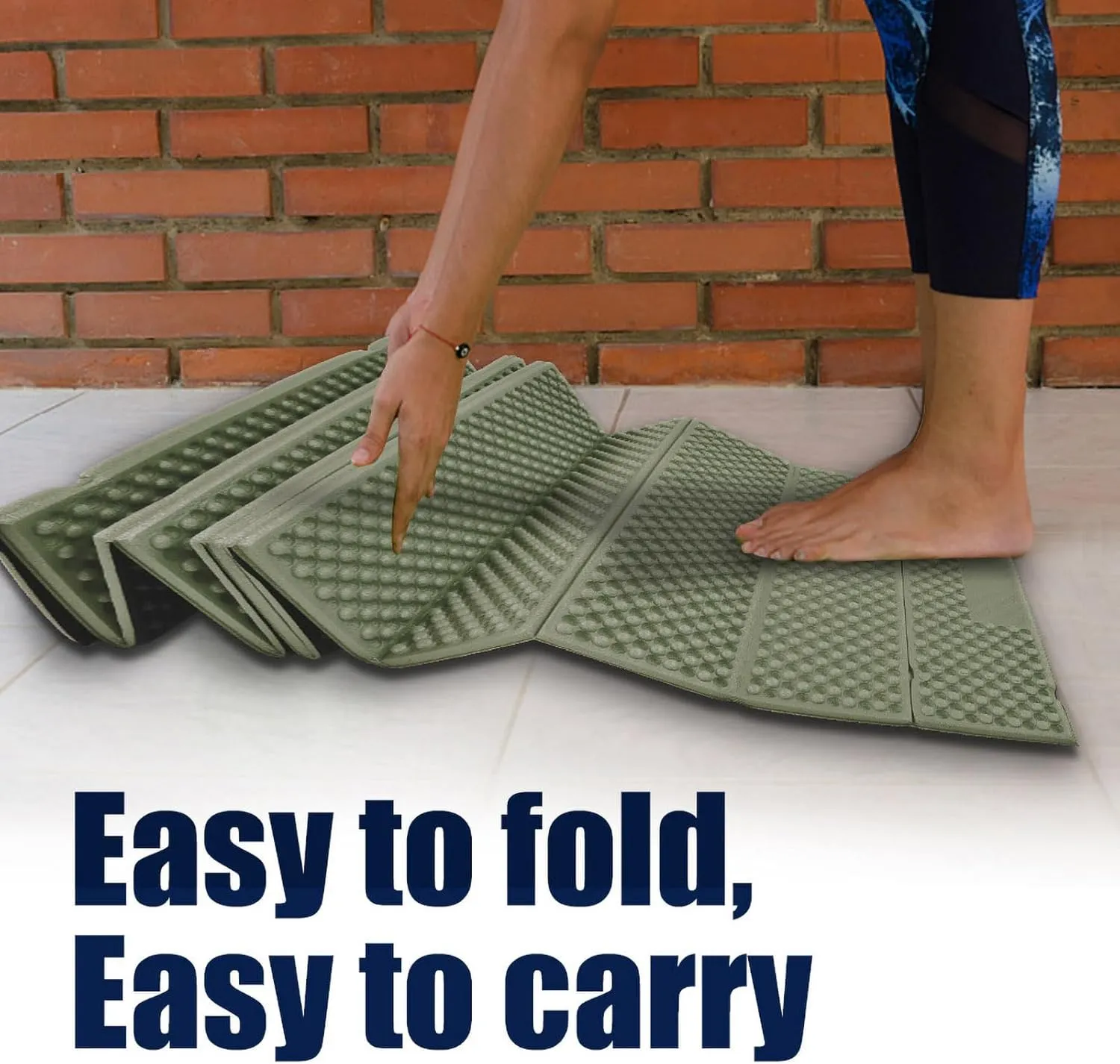 Outdoor Foam Camping Mat, 72.8 X 21.7Inch XPE Folding Ultralight Comfortable Egg Cell Shape Dark Back Mat for Yoga Camping