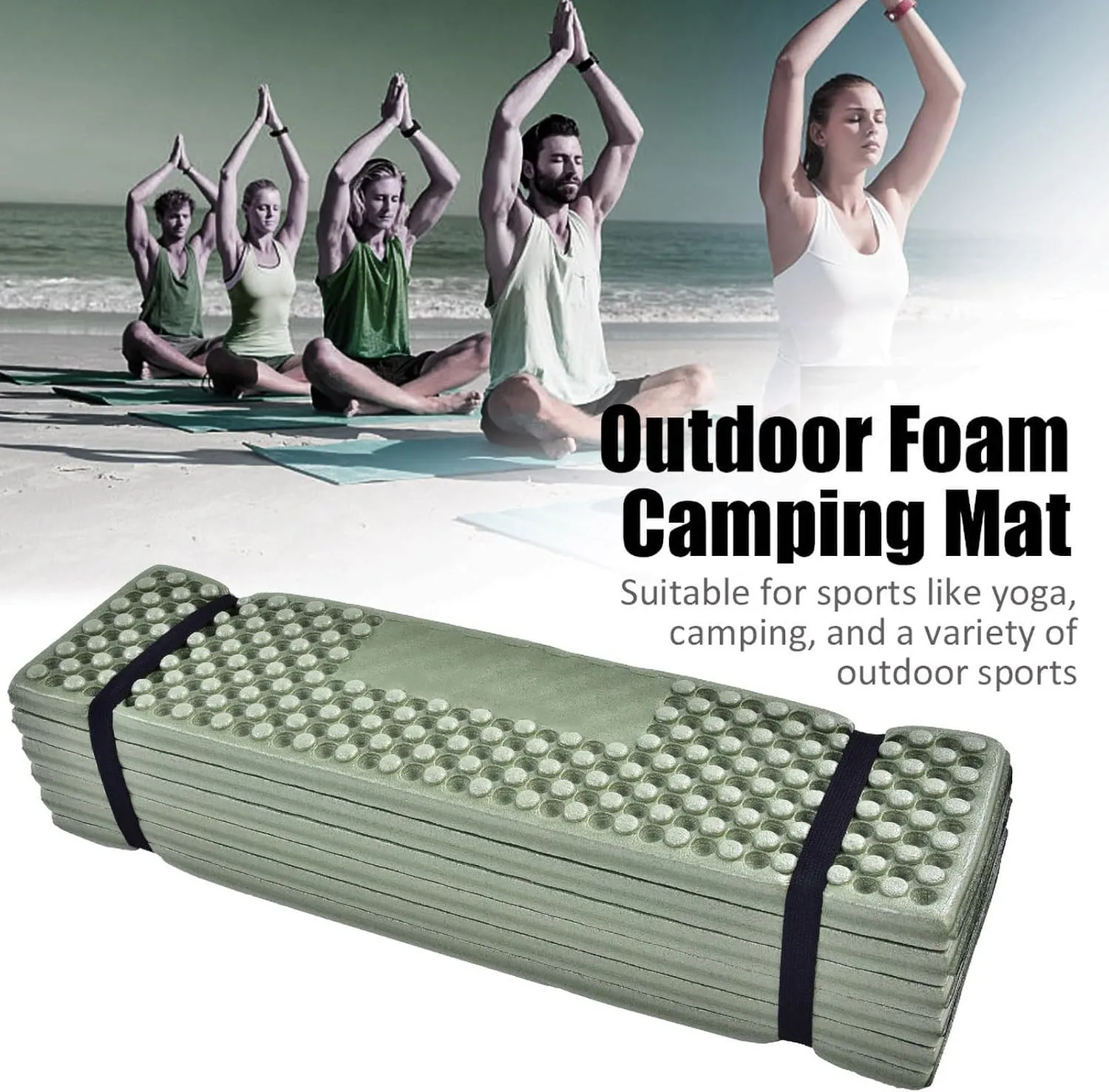 Outdoor Foam Camping Mat, 72.8 X 21.7Inch XPE Folding Ultralight Comfortable Egg Cell Shape Dark Back Mat for Yoga Camping
