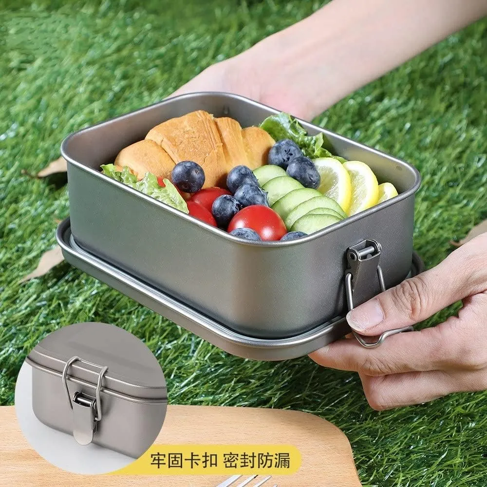 Outdoor Pure Titanium Lunch Box Camping bento Box Lunch Box Picnic Box Portable Tableware (Size : 2 800ml)