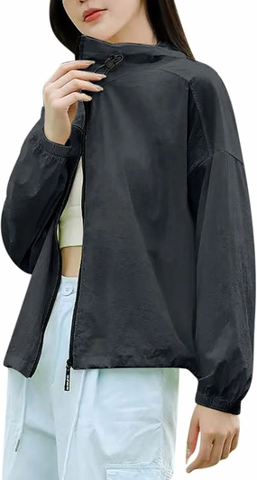 Outdoor Hiking Active Sun Protection Shirt UPF 50  Jackets for Women Lightweight Summer Zip Up Lapel UV Coats