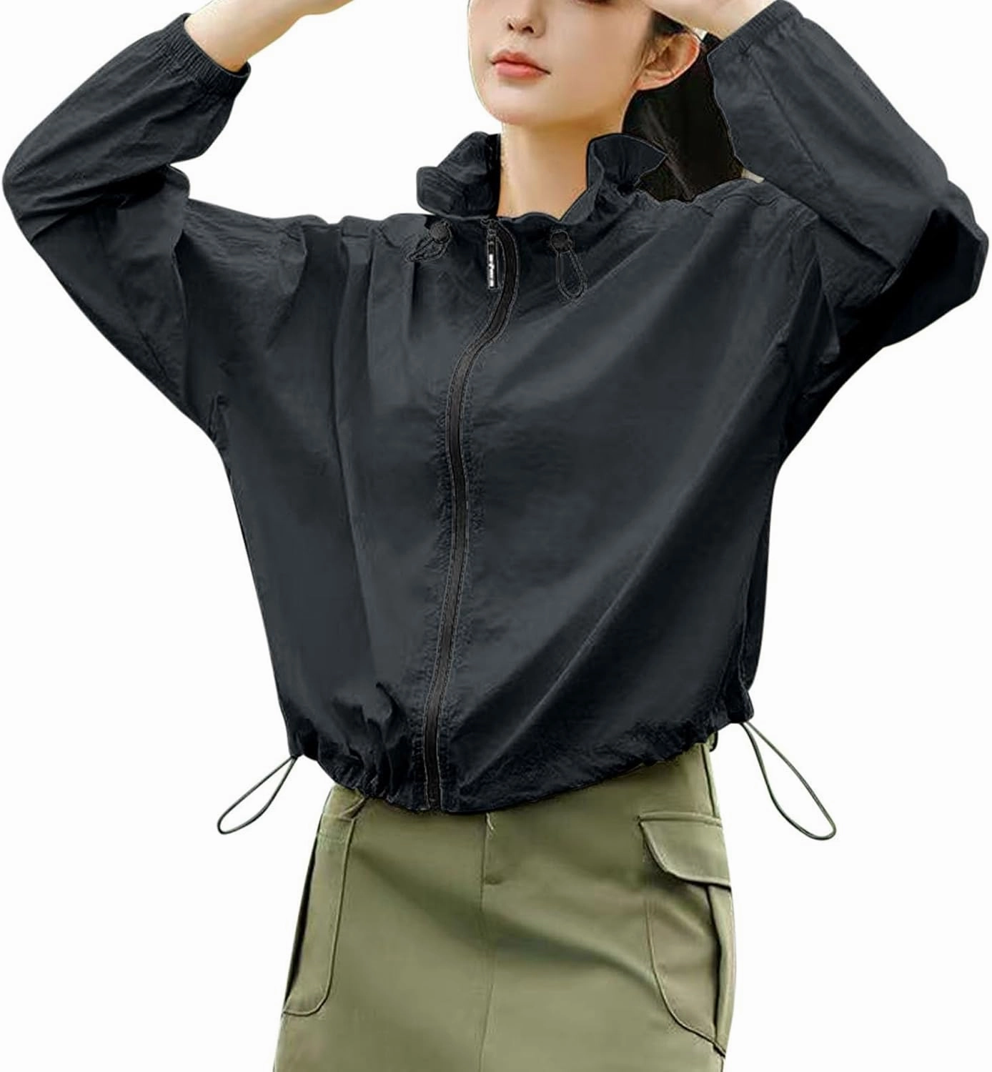 Outdoor Hiking Active Sun Protection Shirt UPF 50  Jackets for Women Lightweight Summer Zip Up Lapel UV Coats