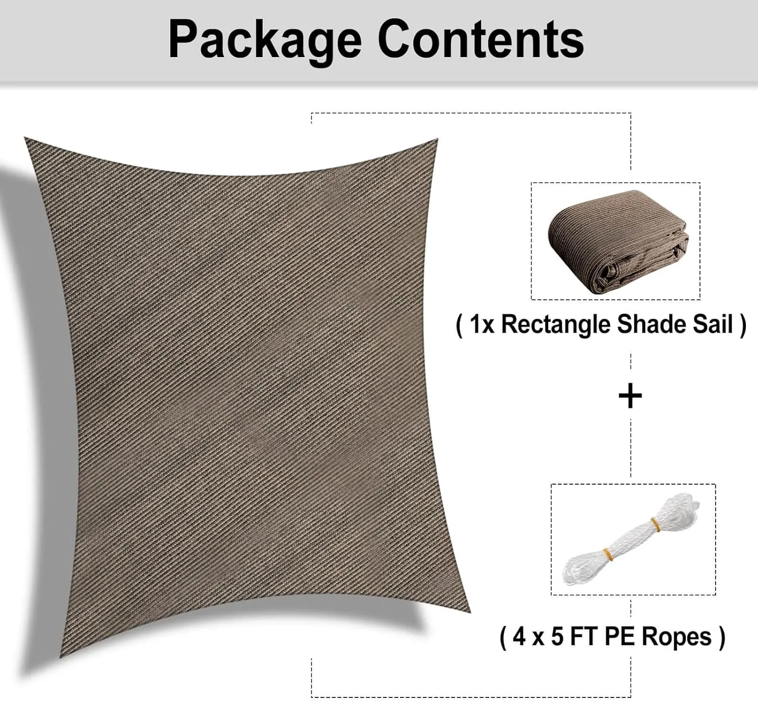 OutdoorLines Rectangle Sun Shade Sails for Patios 12 x 16 ft Sun UV Blocking Outdoor Canopy, Sunshades for Backyard, Lawn and Garden and All Outdoor Activities, Brown