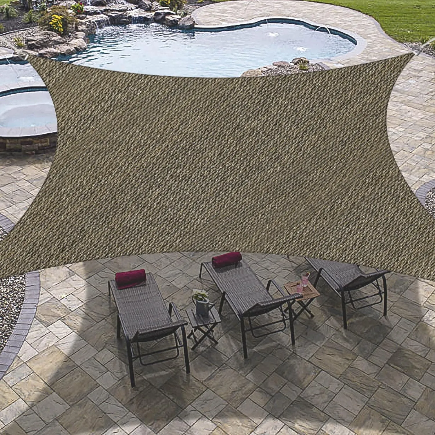 OutdoorLines Rectangle Sun Shade Sails for Patios 12 x 16 ft Sun UV Blocking Outdoor Canopy, Sunshades for Backyard, Lawn and Garden and All Outdoor Activities, Brown